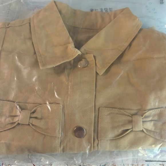 Girls Button Down Crop Jackets Kids Lapel Outerwear Clothes with Chest Pockets - Picture 6 of 7